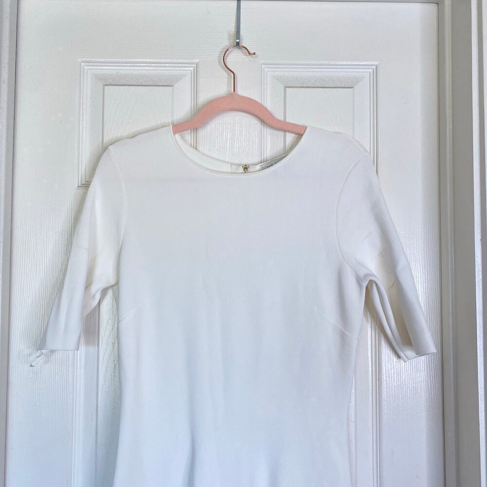 TED BAKER Pleated Hem Knitted Bodycon Mini Dress Ivory White Mini TB Size 3 US 8 - Picture 3 of 9